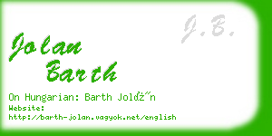 jolan barth business card